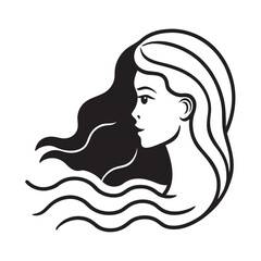 One Line Art Woman Silhouette