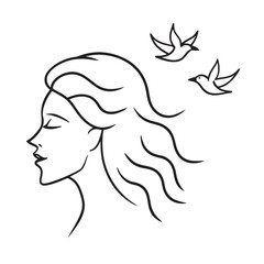 Freedom Woman Face One Line Silhouette