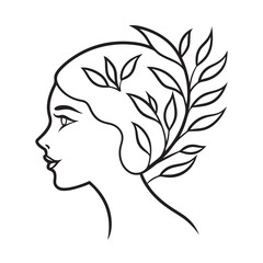 Nature Inspired Abstract Face Lineart Silhouette