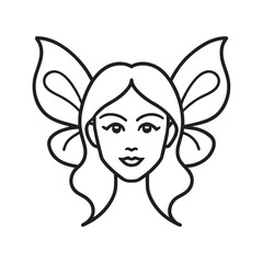 One Line Butterfly Face Sketch Silhouette