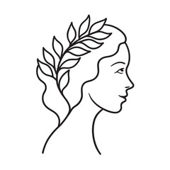 Side Profile Woman With Leaves Silhouette