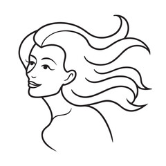 Upward Looking Woman Line Drawing Silhouette