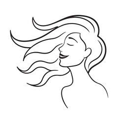 Wind Swept Hair Face Sketch Silhouette