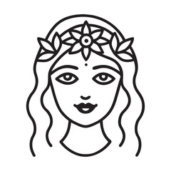 Woman Face With Flower Crown Silhouette