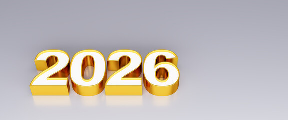 Golden digits with a white core building the year 