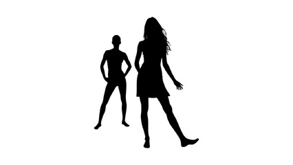 Obraz premium Black silhouette on white shows a woman sitting; branding, social media, silhouette challenge.