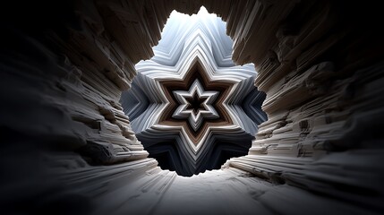 Intricate radial mandala-style geometry made entirely of overlapping geometric segments in earthy neutral tones