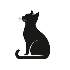 Elegant black cat silhouette sitting gracefully, a classic pet portrait