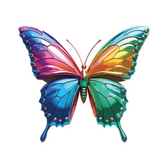 Realistic Rainbow Butterfly Illustration Isolated on White Background