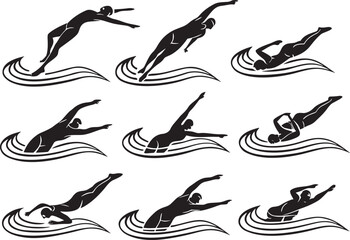 Swimming Silhouette Vector | Black Swim Icon | Minimalist Sports Graphics

