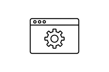 browser window icon with gear symbol for web settings or tools