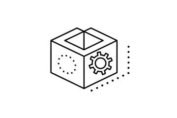 cube with dotted lines geometric shape modern minimalistic design