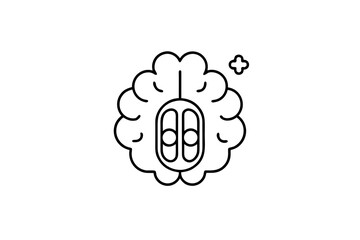 brain outline with support elements for mental health concept