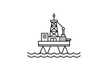 offshore oil drilling platform rig for energy extraction icon