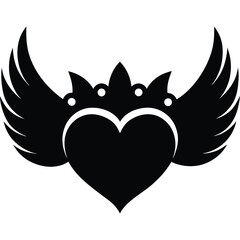 Elegant solid black silhouette of a heart shaped royal tiara for formal occasions and celebrations