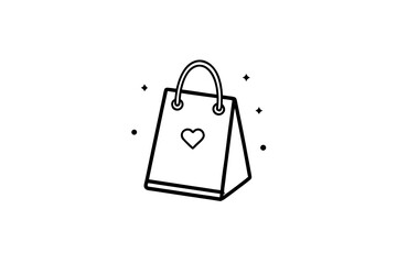 minimalist shopping bag icon stylish carry retail purchase ecommerce
