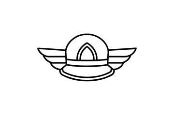 pilot hat outline icon aviation captain flight uniform headwear