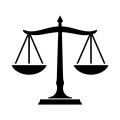 Two Balanced Scales Black Icon Background Simple Graphic, Balanced Scales Vector Black Set Silhouette Illustration Design 