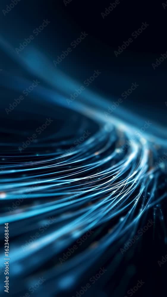 Poster an electrifying depiction of illuminated lines dancing across a dark blue background representing a 