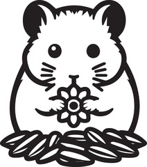 Cute hamster enjoying sunflower seeds in bowl creates a heartwarming and playful design element