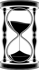 Ethereal black silhouette of a phantom hourglass with flowing sand, ideal for tribal art, mystical designs, and timeless decor