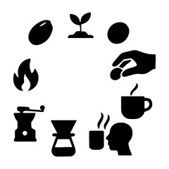 Coffee cups and mugs icons set. Vector illustration on white background