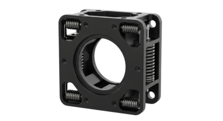 Square Shock Absorbing Mount with Coil Springs and Central Opening
