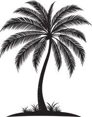 Palm Tree Silhouette Vector | Tropical Beach Tree Clipart | Minimalist Black Design