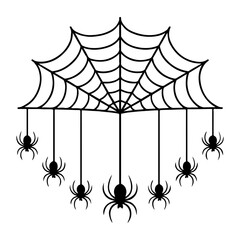 Creative spiders background. Silhouette Vector illustration.
