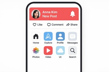 Engaging social media app interface with sleek icons and modern user experience on smartphone screen