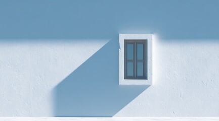 Light blue wall with window and shadow