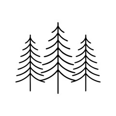 evergreen icon outline black.  Tree icon. Fir symbol.