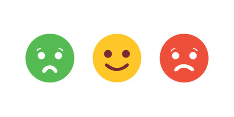 Feedback emoji icons vector design. Bad and Good Review. Happy and Sad reaction.

