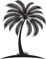 Palm Tree Silhouette Vector | Tropical Beach Tree Clipart | Minimalist Black Design