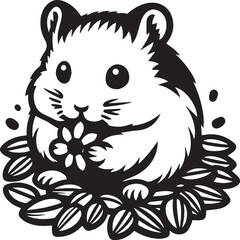Cute hamster enjoying sunflower seeds in bowl creates a heartwarming and playful design element