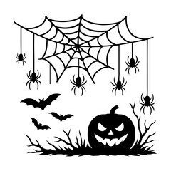 Halloween. Silhouette Vector illustration. Black and white.