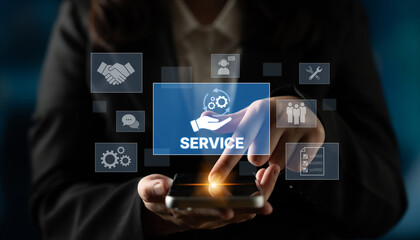 Customer service and support workflow with cooperation, communication, maintenance, and checklist icons for efficient service operation and user satisfaction Latch