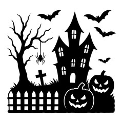 Happy Halloween image Vector illustration, pumpkin black silhouette vector art illustration