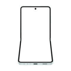 Mint flip smartphone similar to android device without screen and background. Only frames. Template for mockup or advertisment