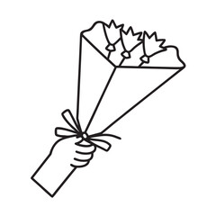 Hand Holding Wrapped Flower Silhouette Bouquet