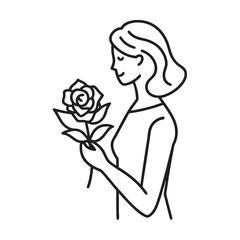 Hand Holding Rose Bouquet Silhouette Design