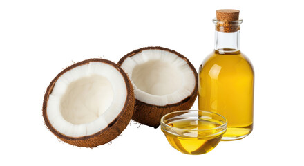 Isolated Coconut Halves and Oil