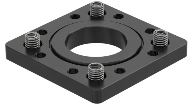 Square Black Mounting Plate with Springs and Central Opening
