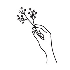 Baby Holding Flower Silhouette Drawing