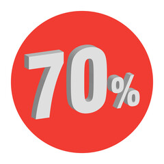 Seventy percent discount sale icon isolated on transparent background isolated on white background