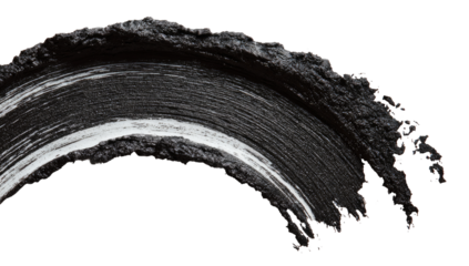 Dark, textured, curved stroke of cosmetic product