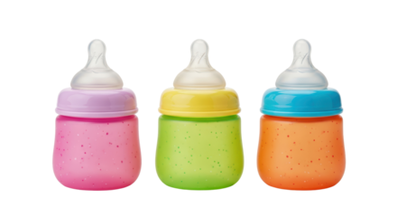 Colourful Baby Bottles with Soft Silicone Nipples
