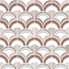 seamless abstract Moroccan arches pattern, clean and minimal, composed of soft curves and sharp lines, earth-toned palette: greige, off-white, stone, warm brown, on white background