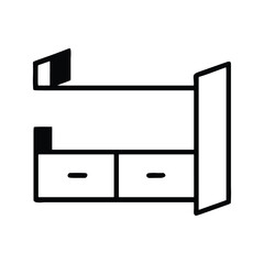 Set of vector furniture icons for home and office interior design, including cabinets, drawers, and storage shelves
