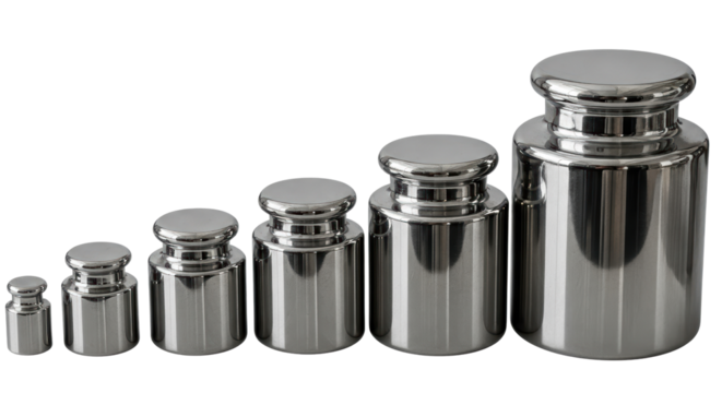 Shiny Stainless Steel Calibration Weights Set in Various Sizes
